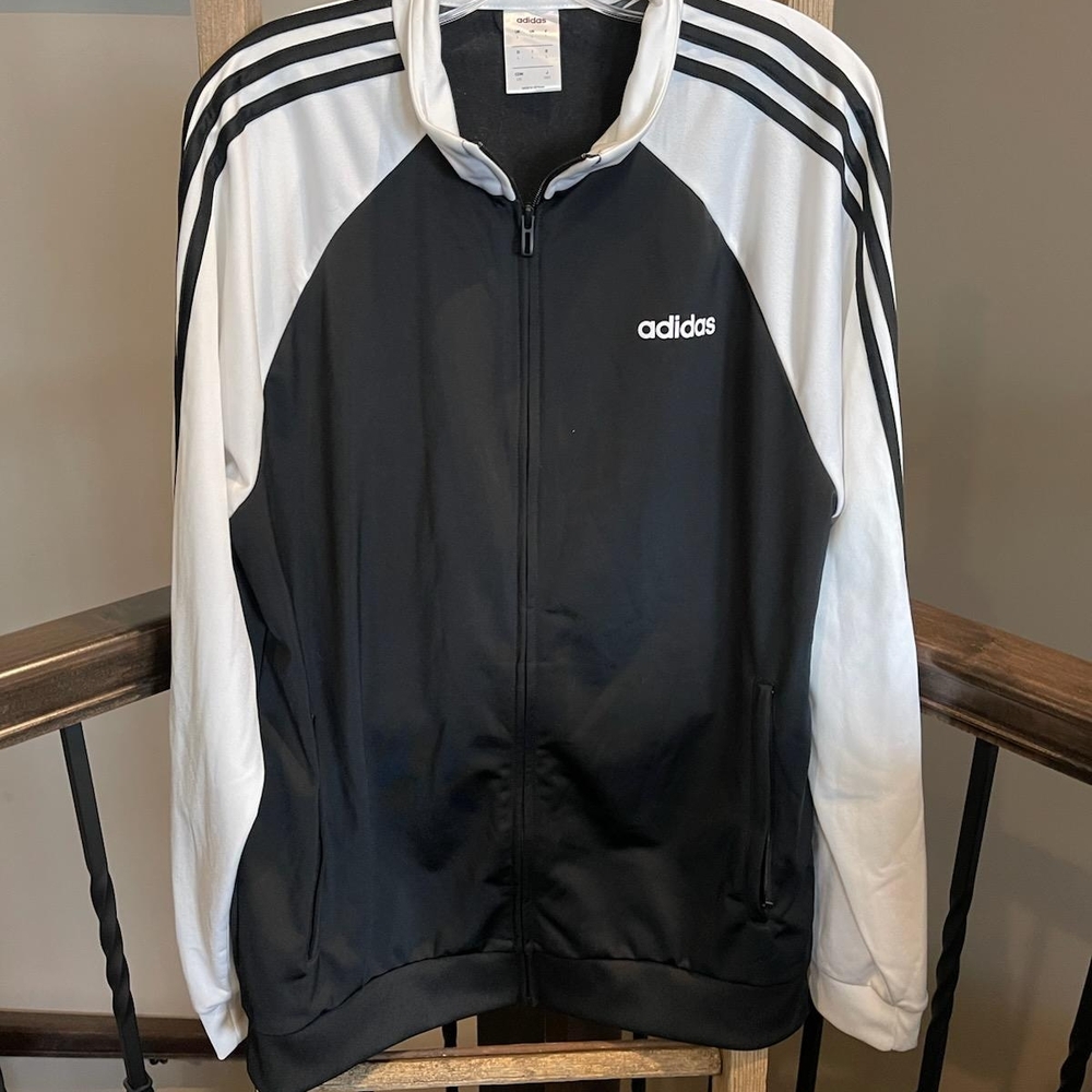 Adidas Men's Black and White Track Jacket